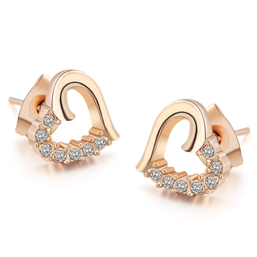 Intertwined Heart Crystal Stud Earrings