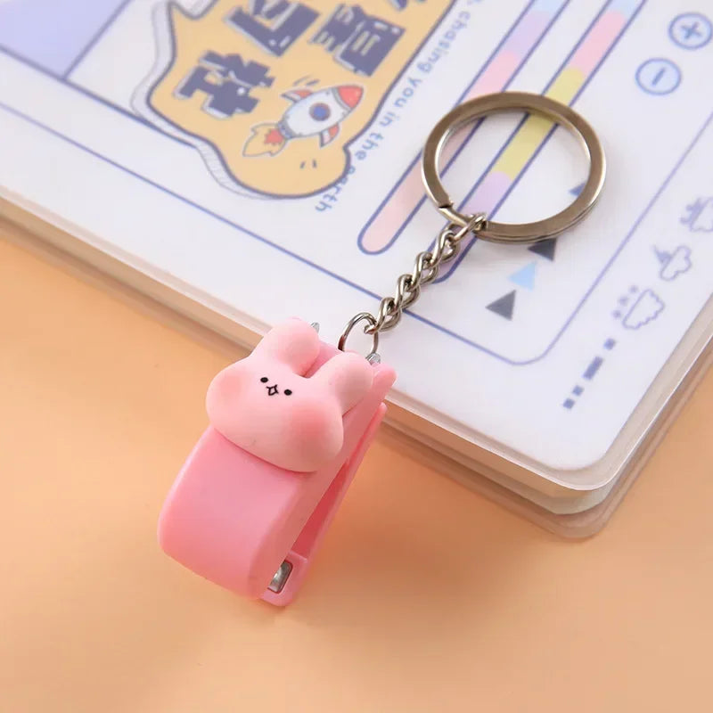 Mini Cartoon Stapler Keychain - Cute Animal Desk Accessory