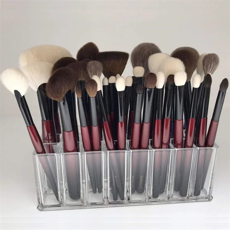 24-Slot Acrylic Makeup Brush and Lipstick Organizer