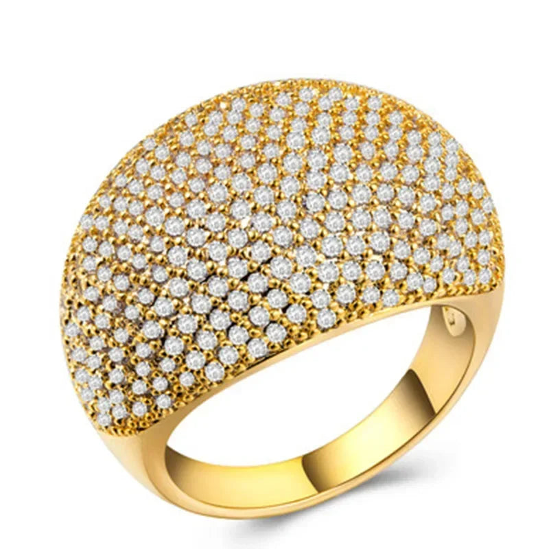 Champagne Square Crystal Statement Ring for Women