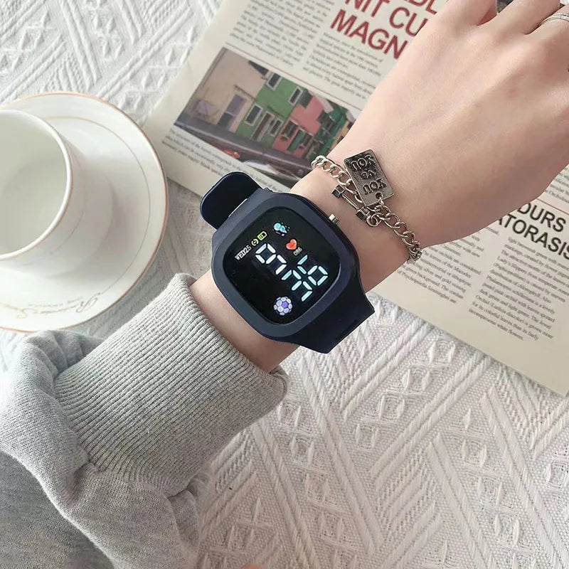 LED Digital Sports Watch - Waterproof Square Silicone Wristwatch