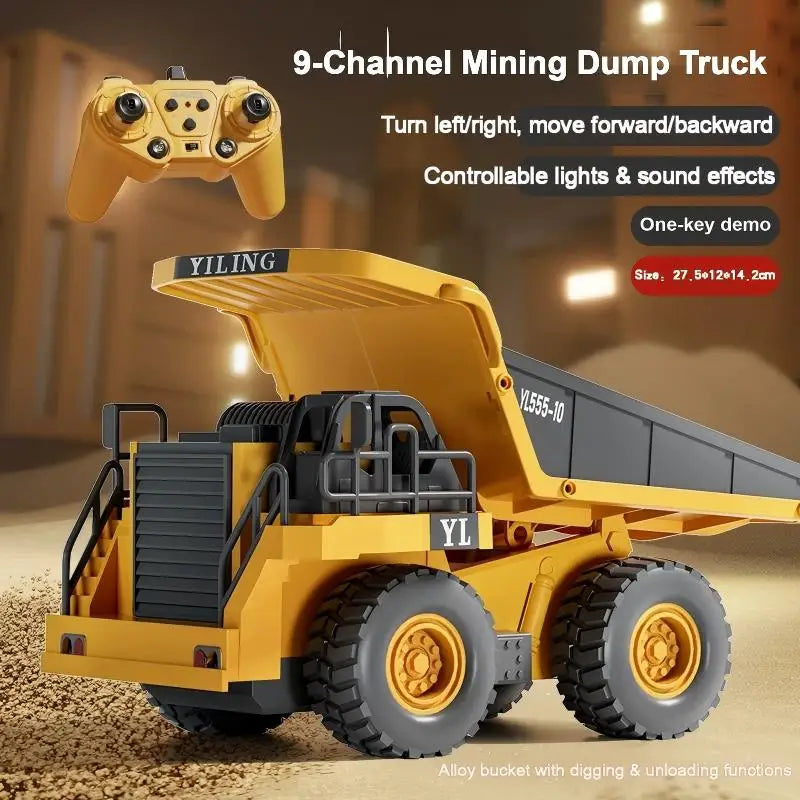 Alloy RC Excavator Toy Car - Lights and Sound Engineering Vehicle
