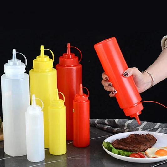 Large Squeeze Condiment Bottle with Nozzle for Sauces