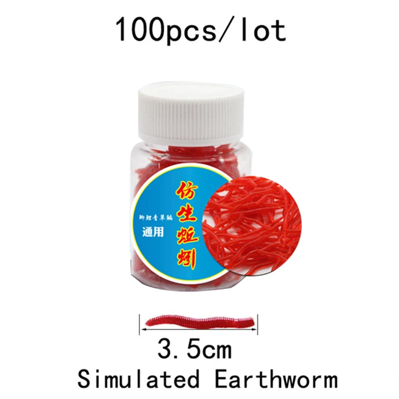 100pcs Soft Bloodworm Fishing Lures - Realistic Red Worm Bait Set