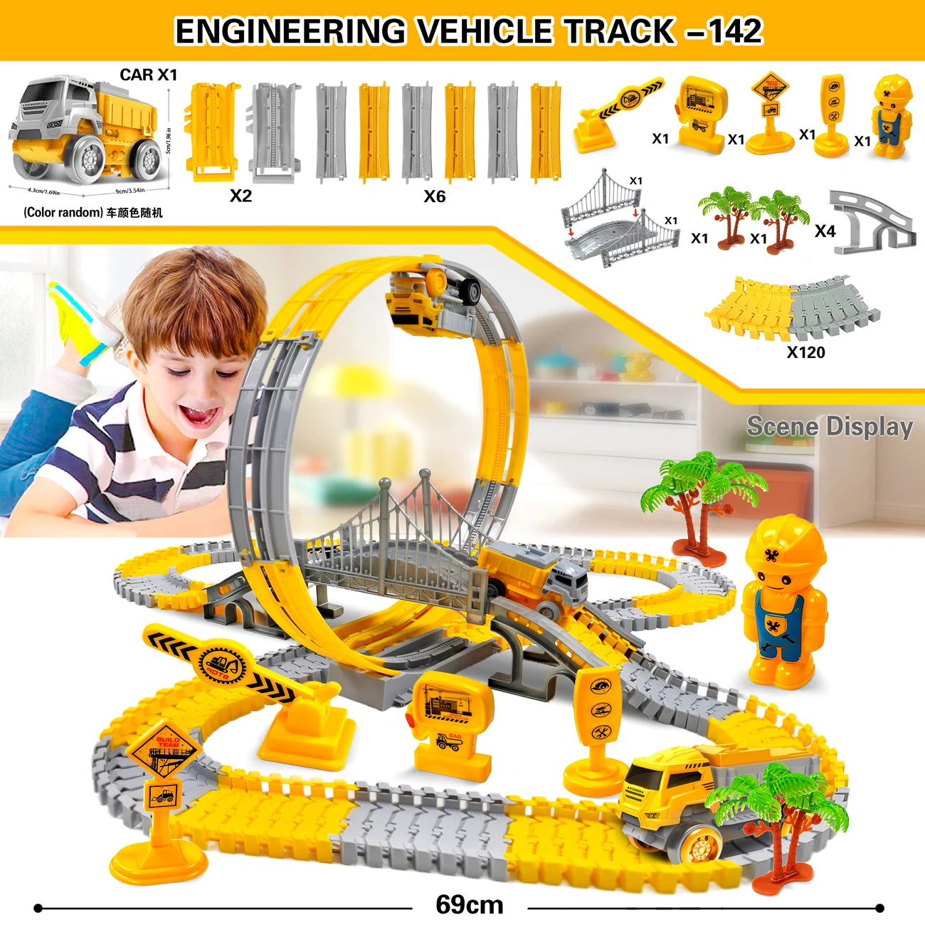 Magic Climbing Track Train Toy - Engineering Car Learning Set