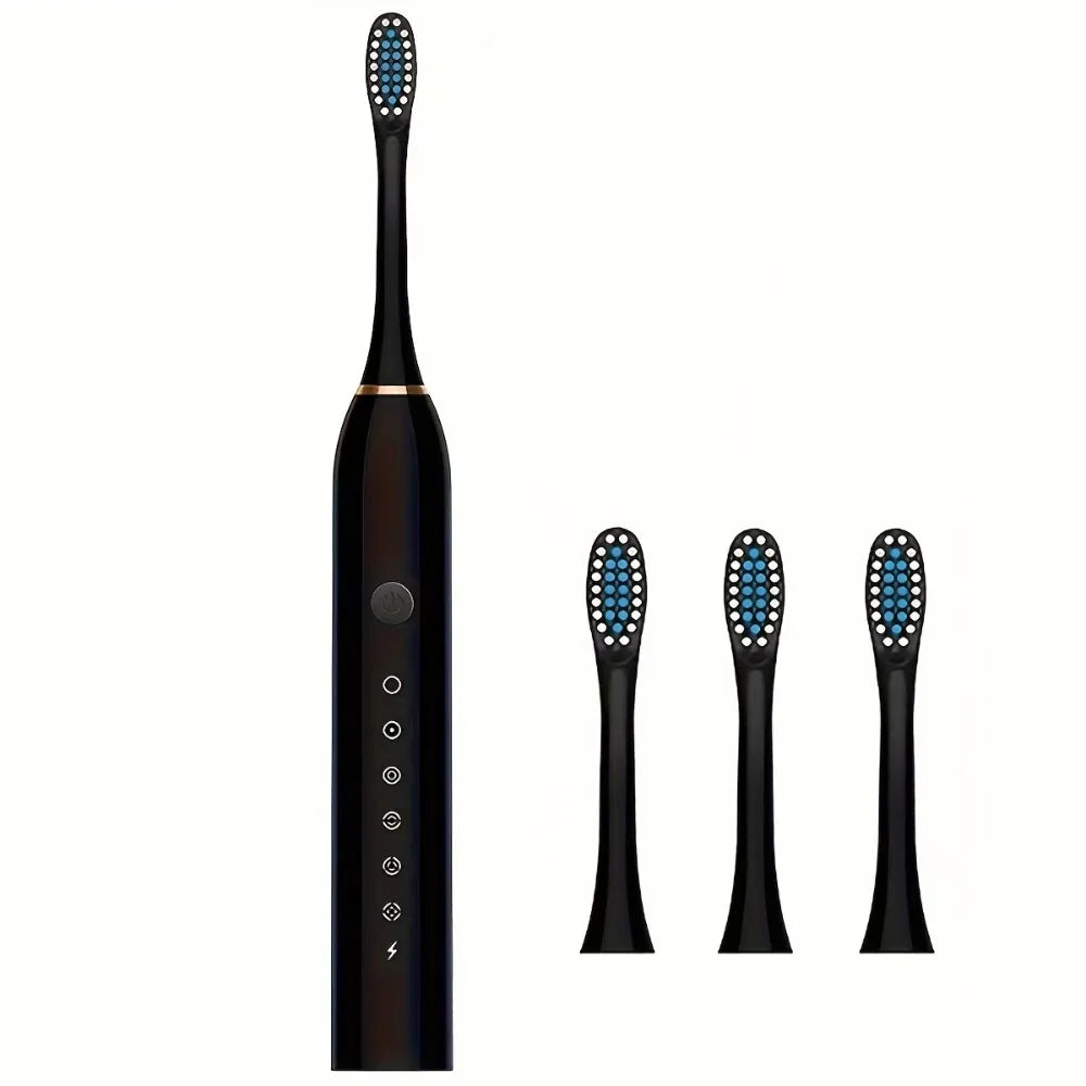 USB Rechargeable Ultrasonic Toothbrush - 6-Speed Black
