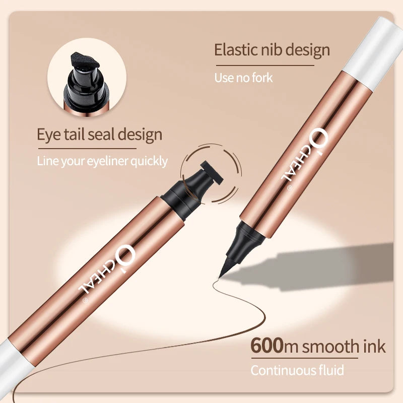 O CHEAL Waterproof Dual-Head Eyeliner Stamp Pen - Black
