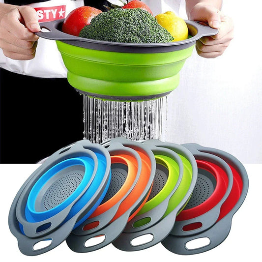 Collapsible Silicone Drain Basket and Vegetable Colander