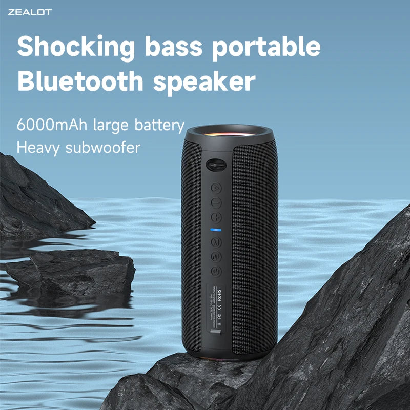 ZEALOT S51Pro Bluetooth Speaker - 40W IPX5 Portable Bass Boom Box