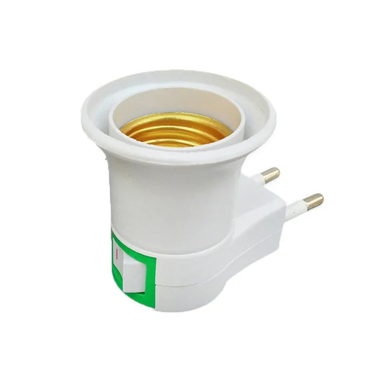E27 LED Light Socket to EU Plug Adapter with On/Off Switch