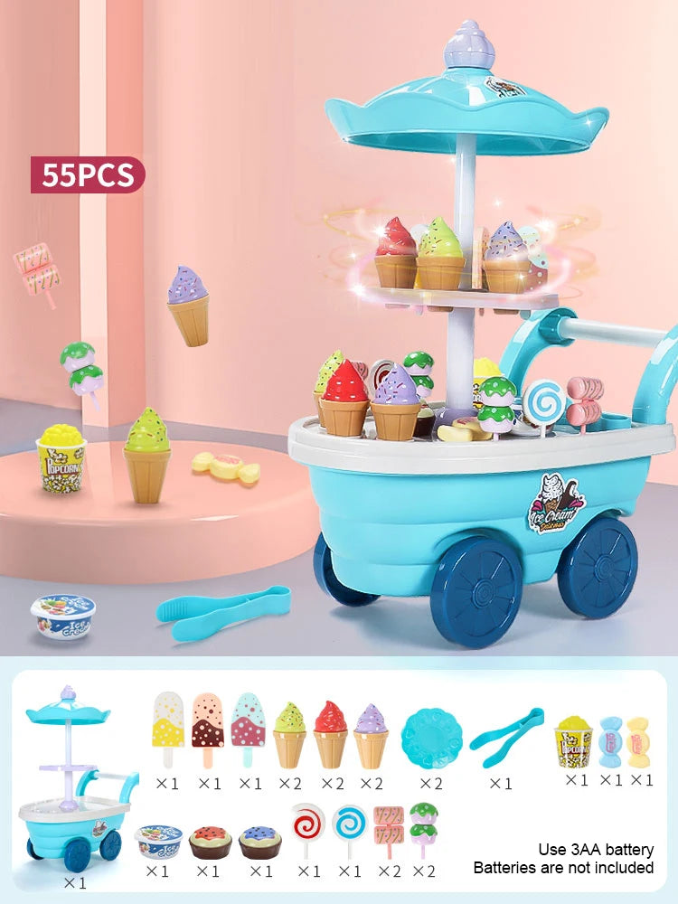 Ice Cream Truck Kitchen Toy Set - Candy Cart Pretend Play