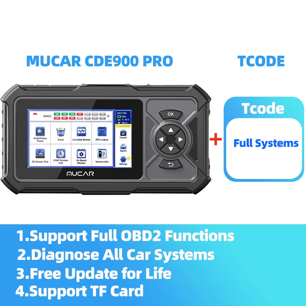 MUCAR CDE900 Pro OBD2 Scanner - 5-Inch Full System Code Reader