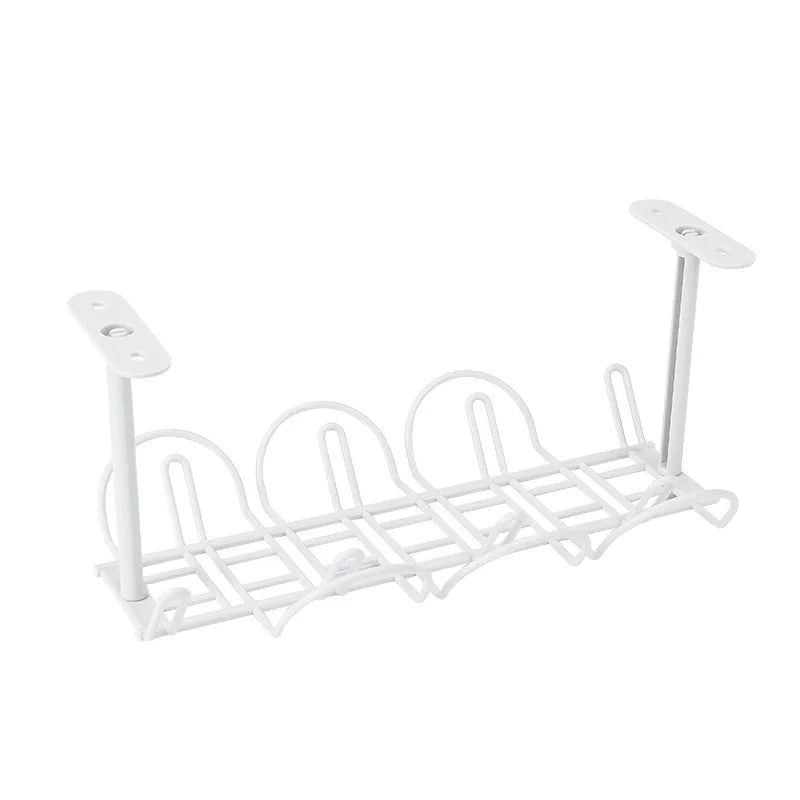 Under Desk Cable Storage Rack - Plastic Socket Shelf Organizer