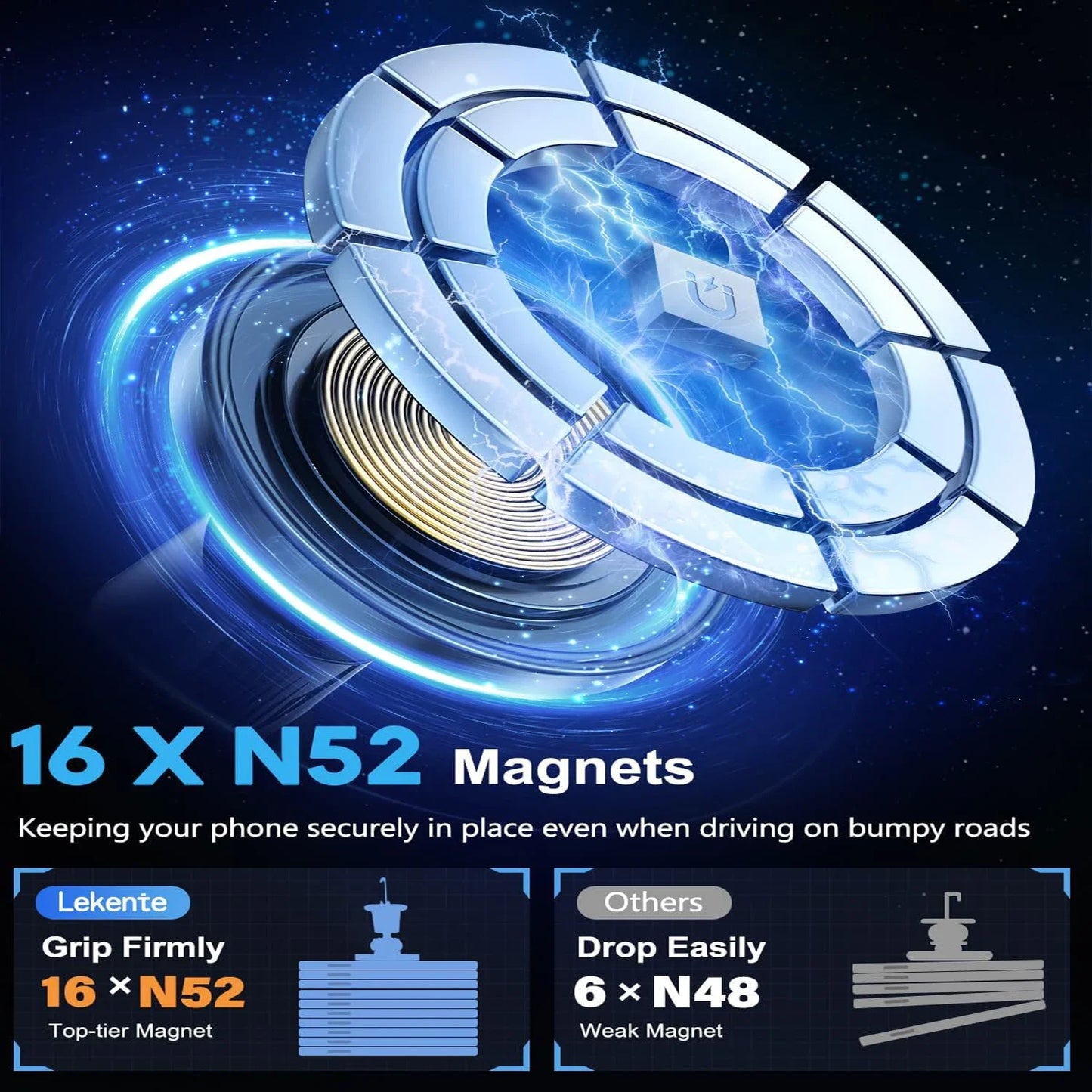 Magnetic Air Vent Wireless Car Charger Holder with Type-C Cable