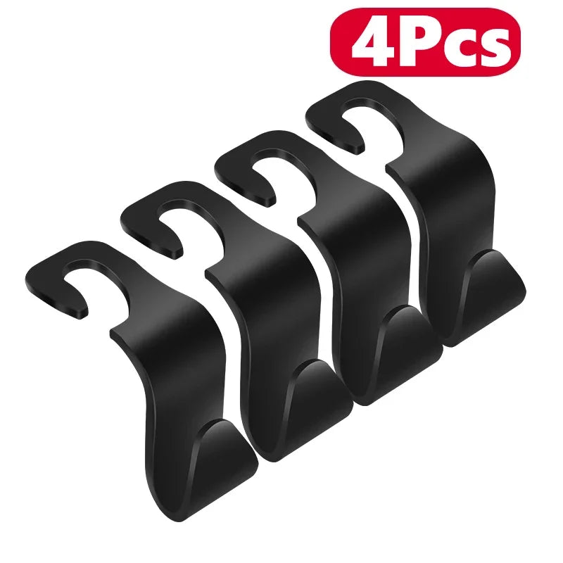 4-Piece Car Headrest Bag Hooks and Seat Organizer Clips