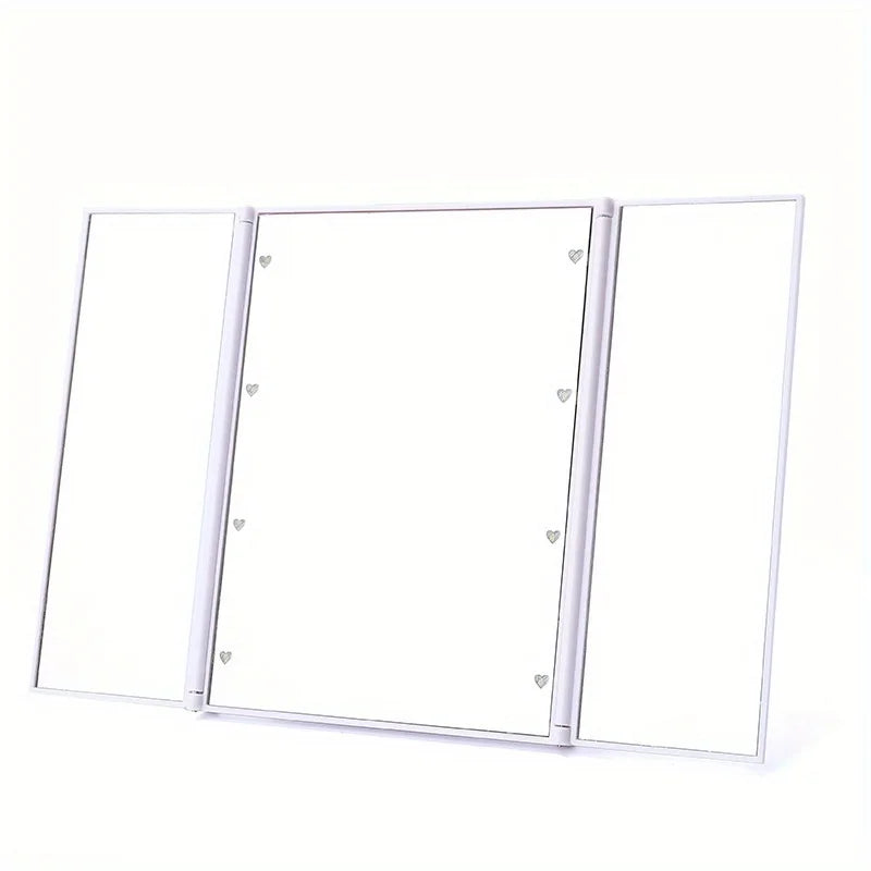 Portable LED Three-Sided Makeup Mirror - Folding Vanity Stand