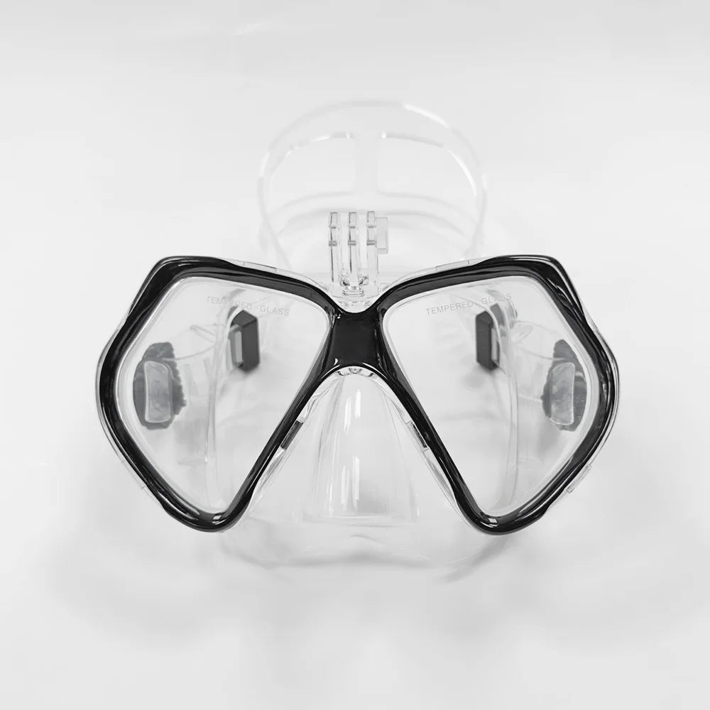 Diving Mask with Snorkel Tube - Tempered Glass Camera-Compatible Swim Gear
