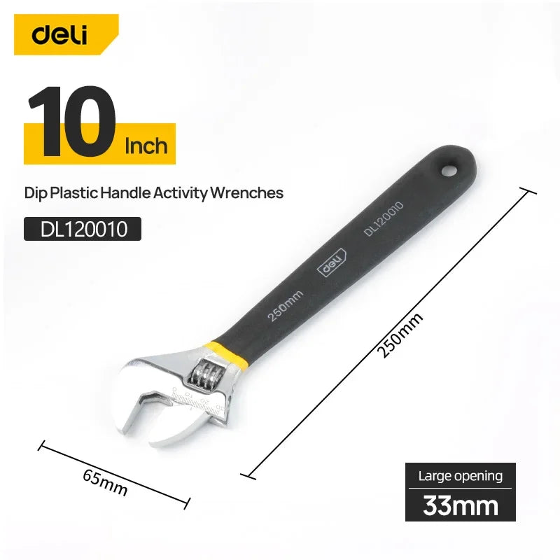Deli Adjustable Carbon Steel Wrench for Workshop Repairs