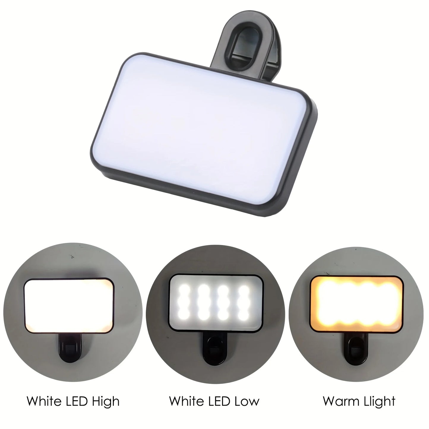Portable Mini Selfie Fill Light - Rechargeable Clip-On Phone Light