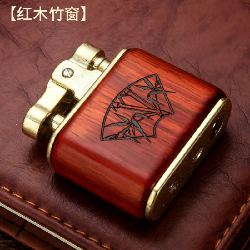 Vintage Sandalwood Kerosene Lighter - Metal Petrol Oil Gift Gadget