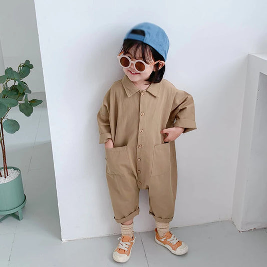 Denim Baby Jumpsuit - Casual Long Sleeve Kids Romper Outfit