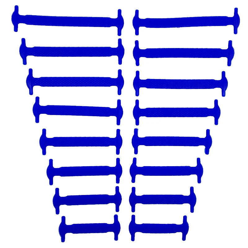 16 Piece Silicone No-Tie Shoelaces - Elastic Flat Lace Set