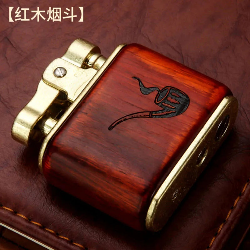 Vintage Sandalwood Kerosene Lighter - Metal Petrol Oil Gift Gadget