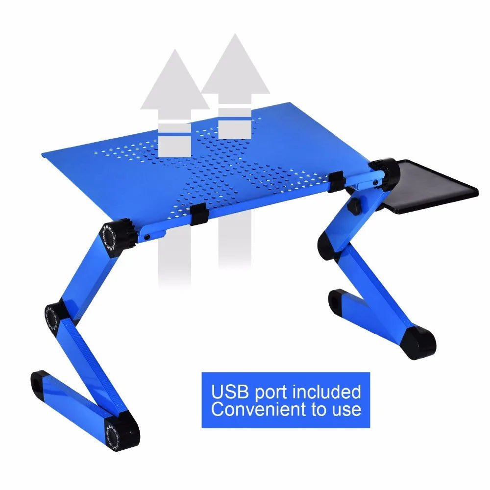Adjustable Aluminum Laptop Table - Folding Bed Tray Computer Desk