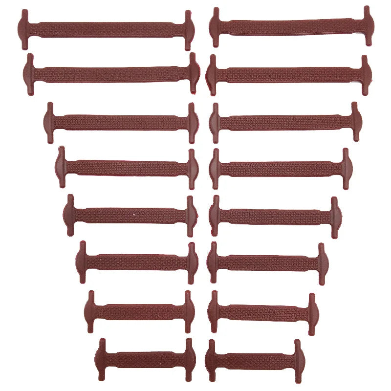 16 Piece Silicone No-Tie Shoelaces - Elastic Flat Lace Set