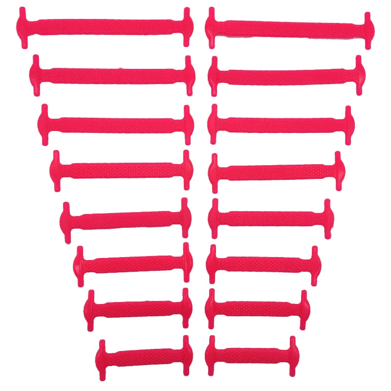 16 Piece Silicone No-Tie Shoelaces - Elastic Flat Lace Set