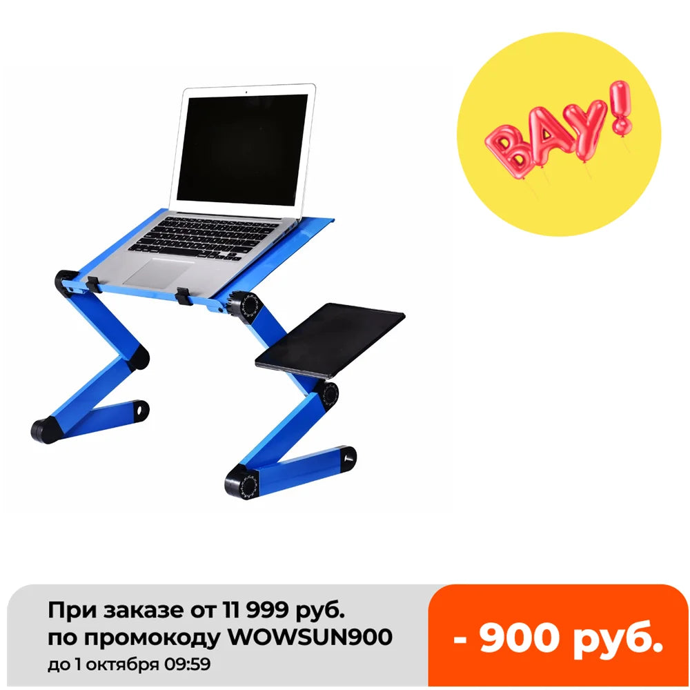 Adjustable Aluminum Laptop Table - Folding Bed Tray Computer Desk