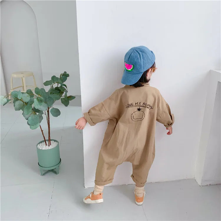 Denim Baby Jumpsuit - Casual Long Sleeve Kids Romper Outfit