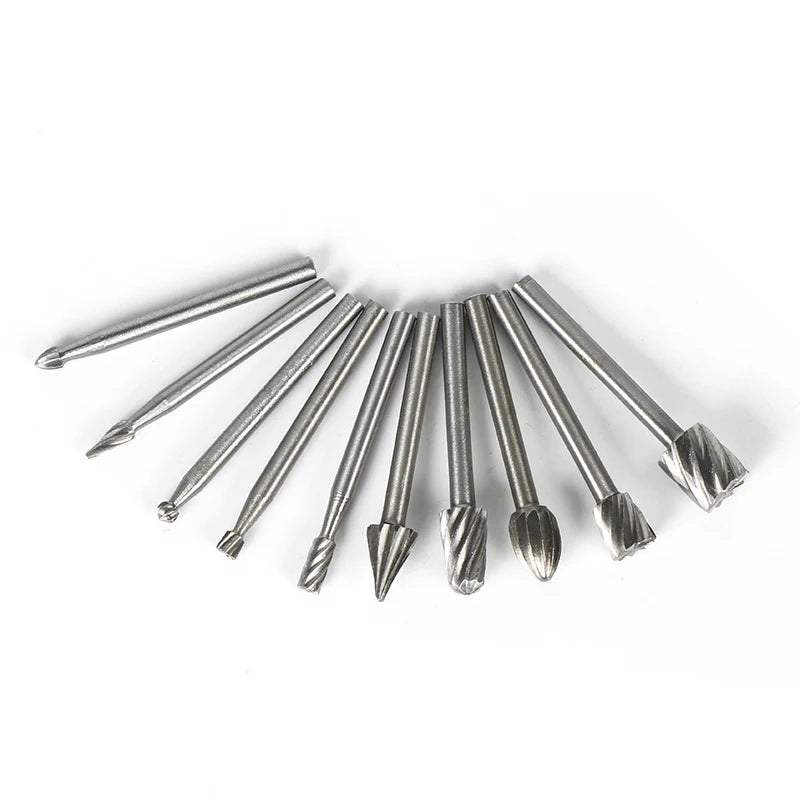 10-Piece HSS Rotary Burr Cutter Set with Storage Box