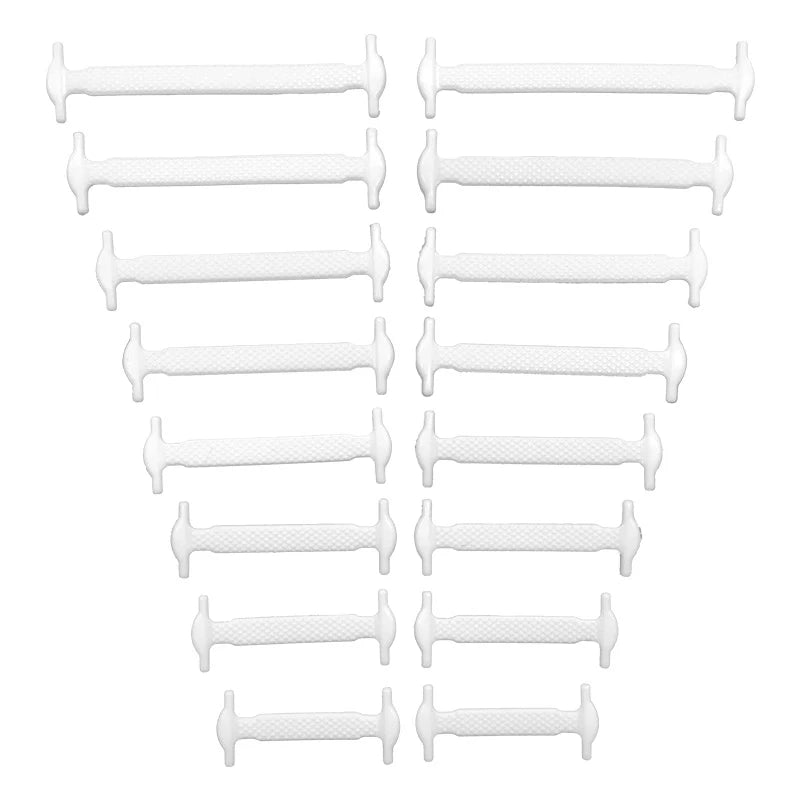 16 Piece Silicone No-Tie Shoelaces - Elastic Flat Lace Set