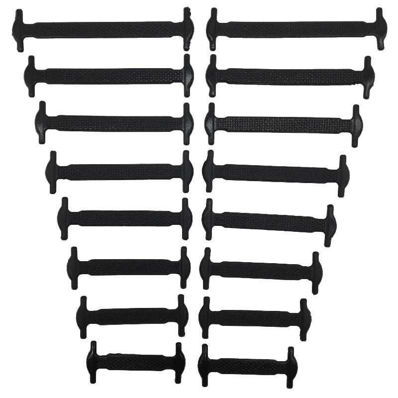 16 Piece Silicone No-Tie Shoelaces - Elastic Flat Lace Set