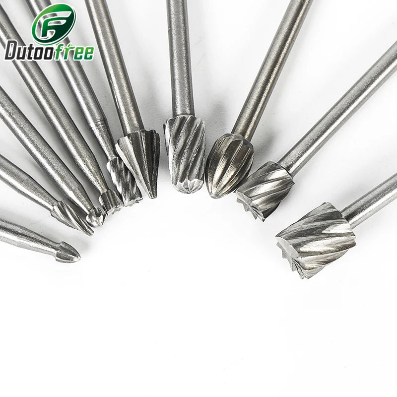 10-Piece HSS Rotary Burr Cutter Set with Storage Box
