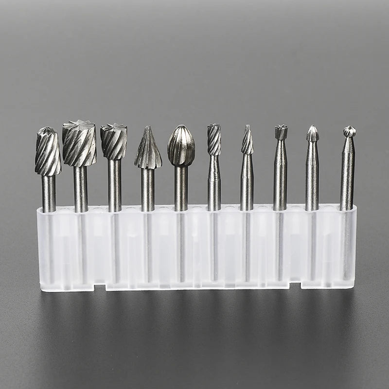 10-Piece HSS Rotary Burr Cutter Set with Storage Box