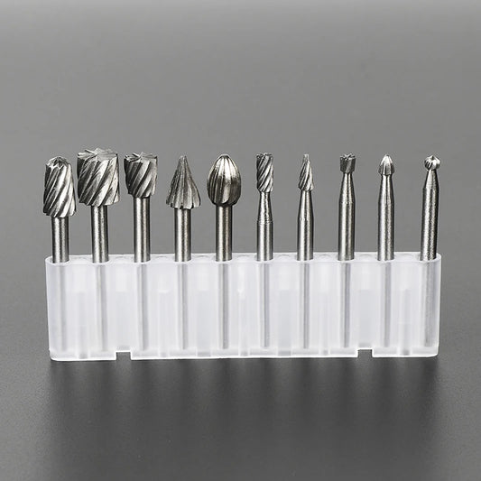 10-Piece HSS Rotary Burr Cutter Set with Storage Box