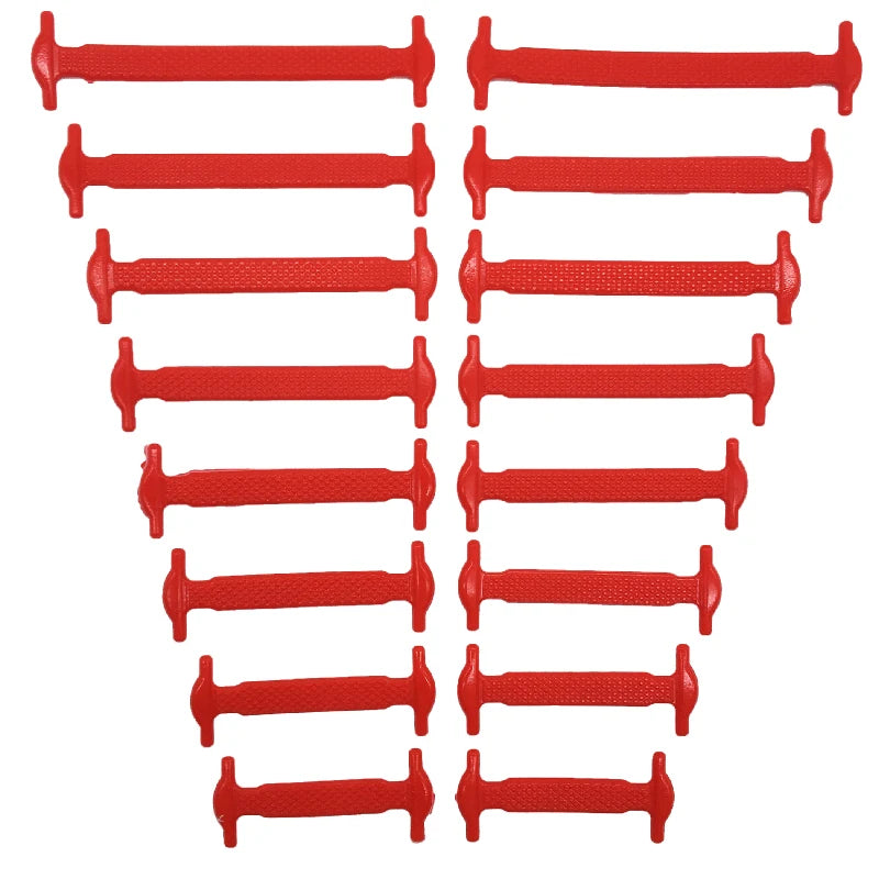 16 Piece Silicone No-Tie Shoelaces - Elastic Flat Lace Set