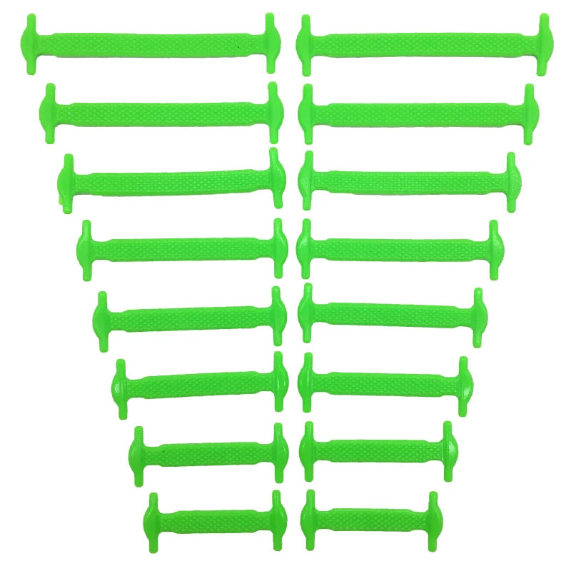 16 Piece Silicone No-Tie Shoelaces - Elastic Flat Lace Set