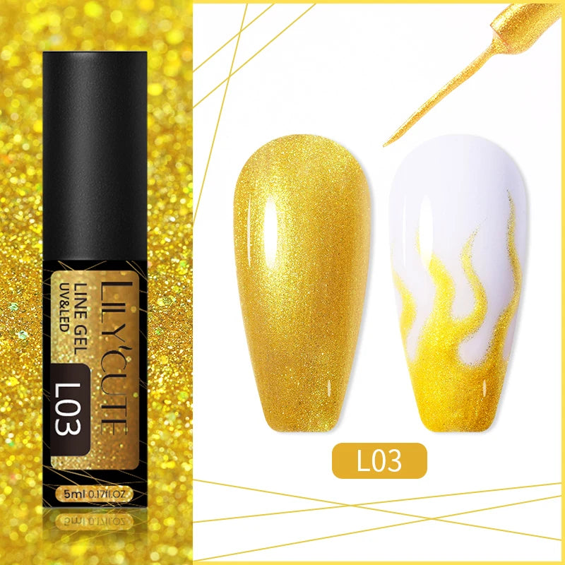 LILYCUTE Reflective Glitter Liner Nail Gel - 5ml