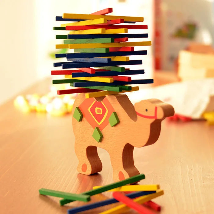 Wooden Elephant Balancing Blocks Toy - Colorful Learning Game