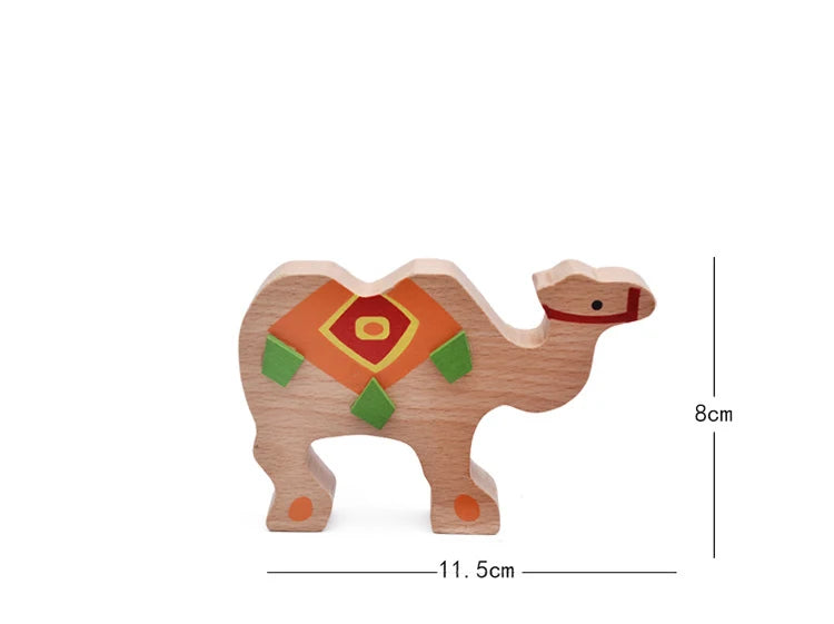 Wooden Elephant Balancing Blocks Toy - Colorful Learning Game