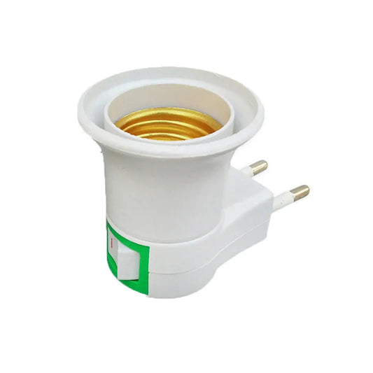 E27 LED Light Socket to EU Plug Adapter with On/Off Switch