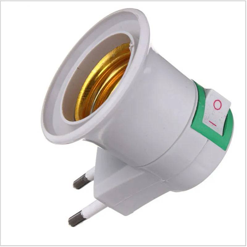 E27 LED Light Socket to EU Plug Adapter with On/Off Switch