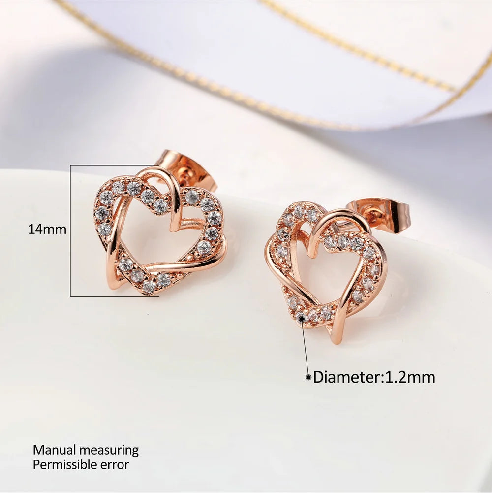 Intertwined Heart Crystal Stud Earrings