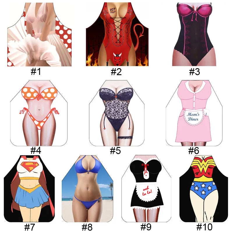 3D Cartoon Sleeveless Kitchen Apron for BBQ and Cooking
