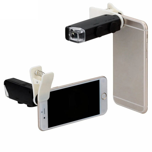 60X to 100X LED Phone Microscope Lens - Clip-On Camera Magnifier