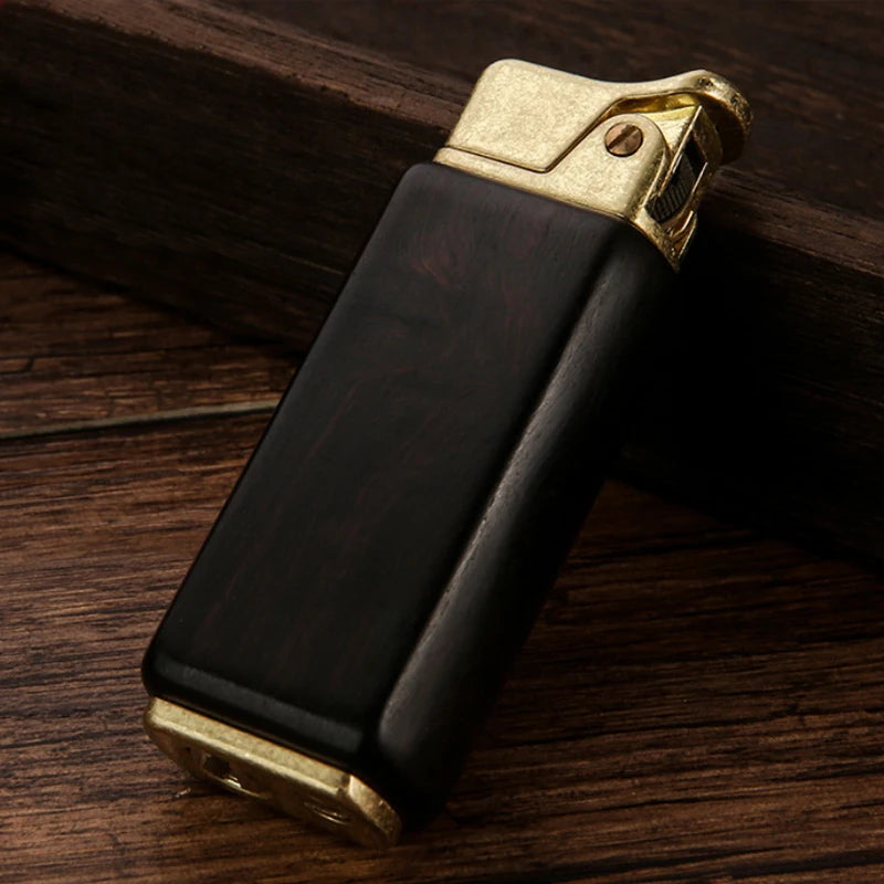 Vintage Sandalwood Kerosene Lighter - Metal Petrol Oil Gift Gadget