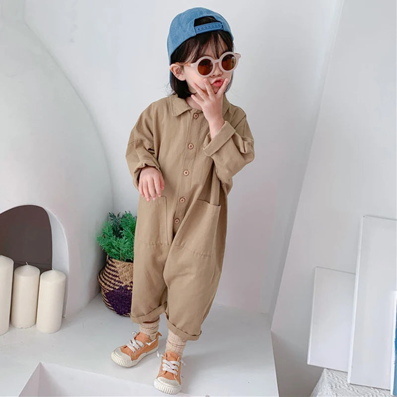 Denim Baby Jumpsuit - Casual Long Sleeve Kids Romper Outfit